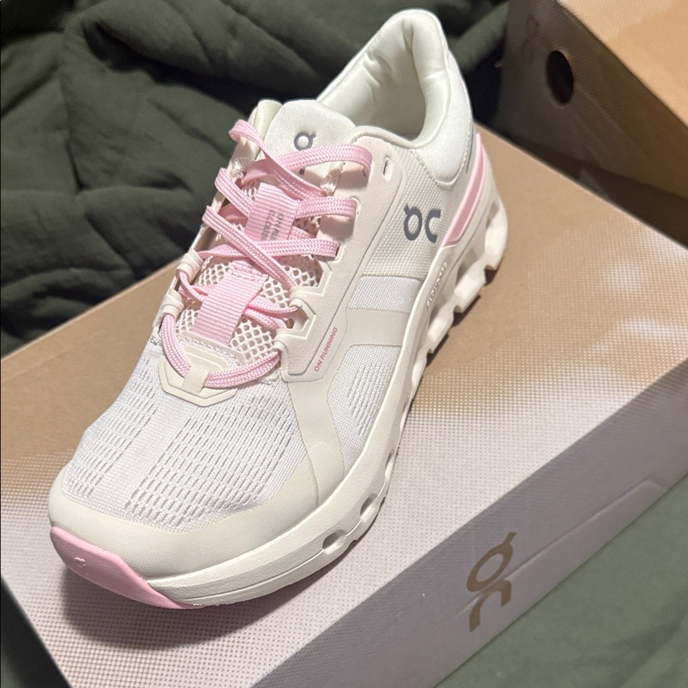 On CLOUDRUNNER2 Women's White and Pink Running Shoes